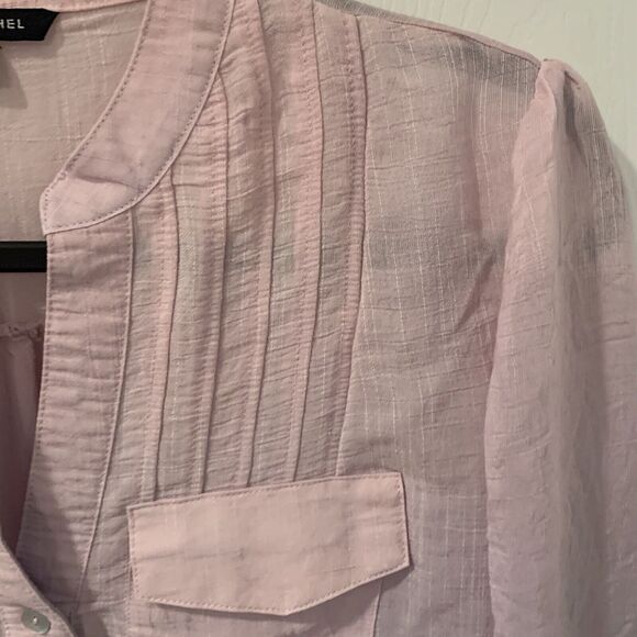 Zac‎ & Rachel Pink and Purple Ombré Blouse Size S Pockets V Neck Henley Office - Picture 3 of 11